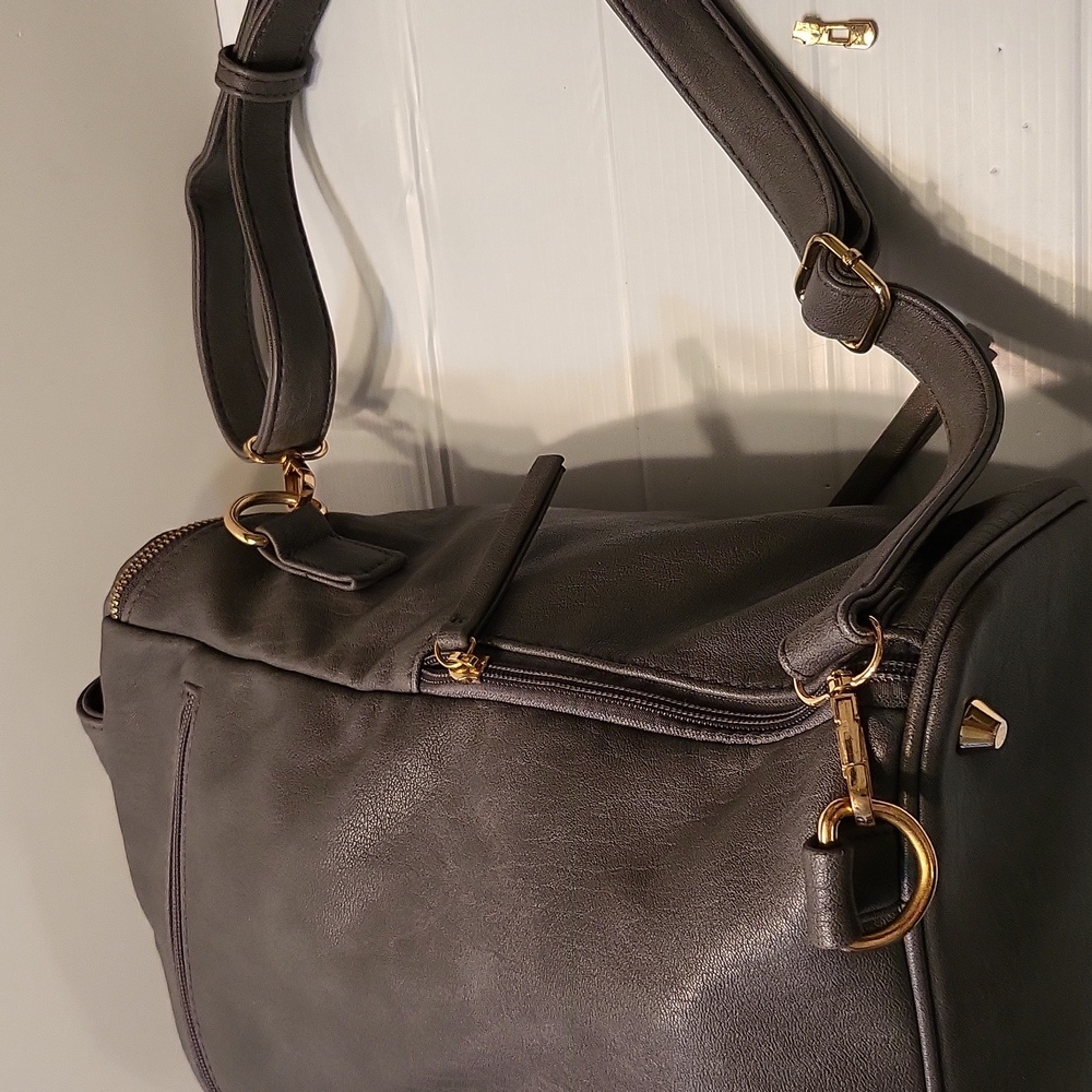 MMS Katie Womens Grey Convertible Shoulder Faux Vegan Leather Backpack - Picture 10 of 13